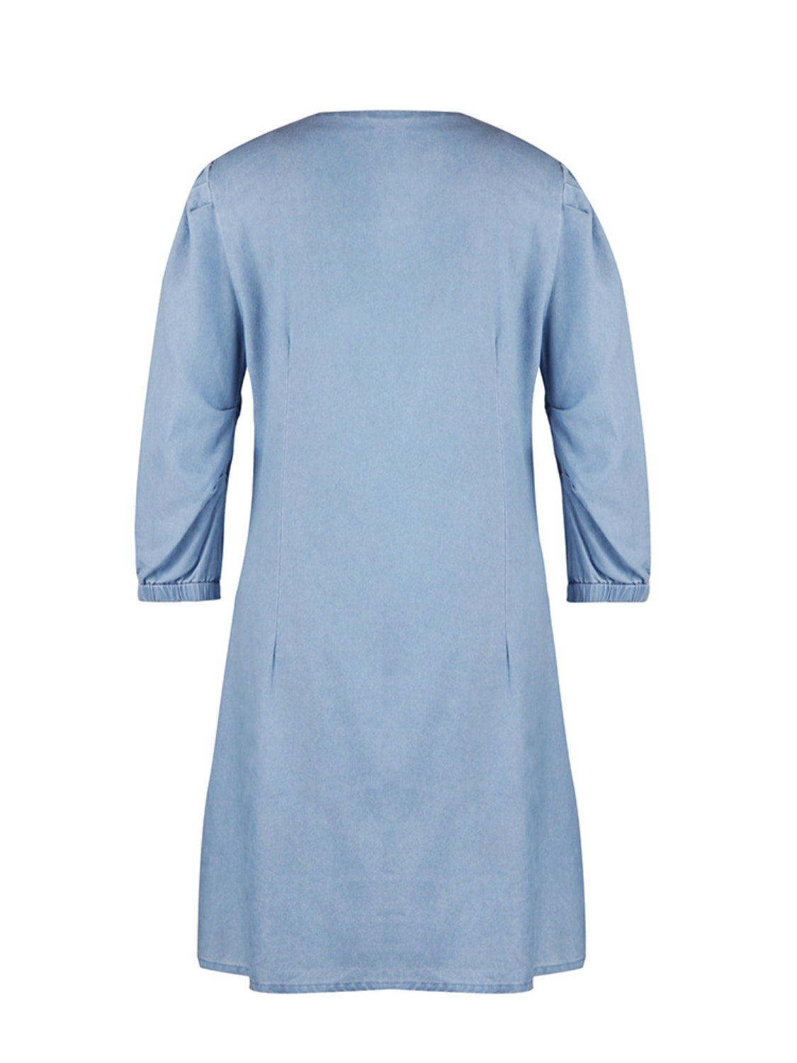 Noémie – Robe Courte en Jean avec Décolleté en V et Manches Mi-Longues