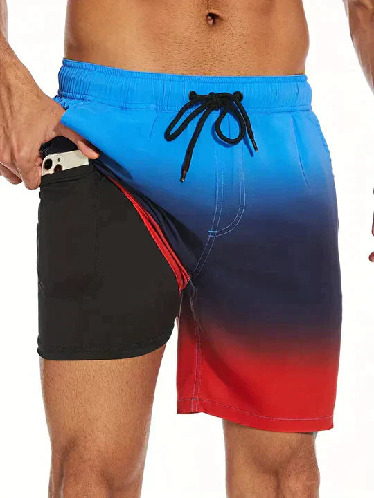 Braxton - Short de bain pour Homme AquaFlex avec Cordon de Serrage et Poche Cachée pour téléphone