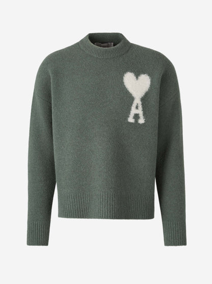 Grace - Pull tricoté respirant Ami Paris avec détail en cœur et lettre A