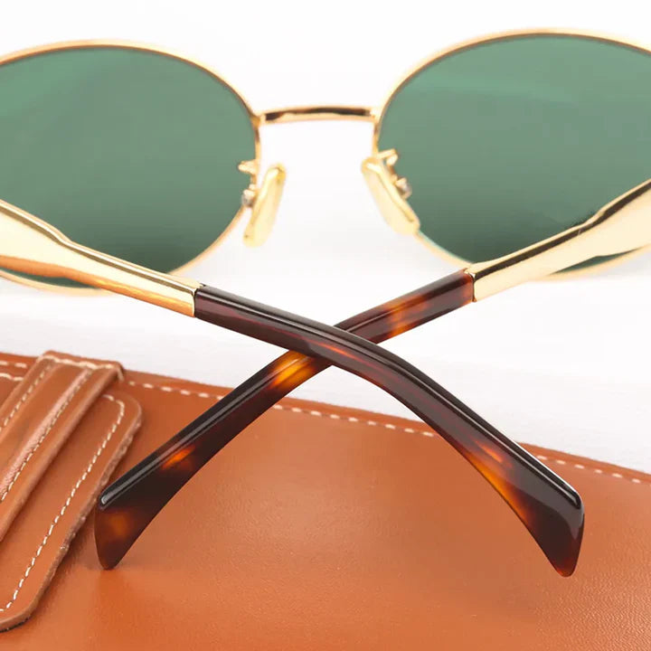 Mia - Lunettes de Soleil Rétro Rondes avec Détails Dorés