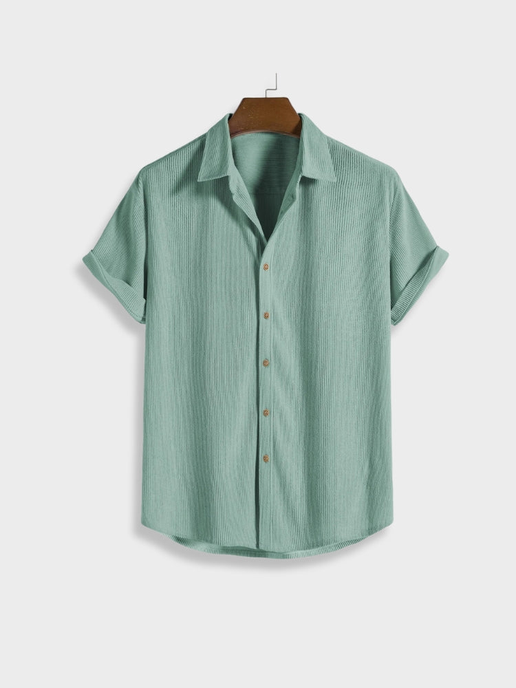 Henry - Ensemble d'Été en Lin pour les Vacances Chemise à Manches Courtes à Boutons et Short Élastique pour Homme