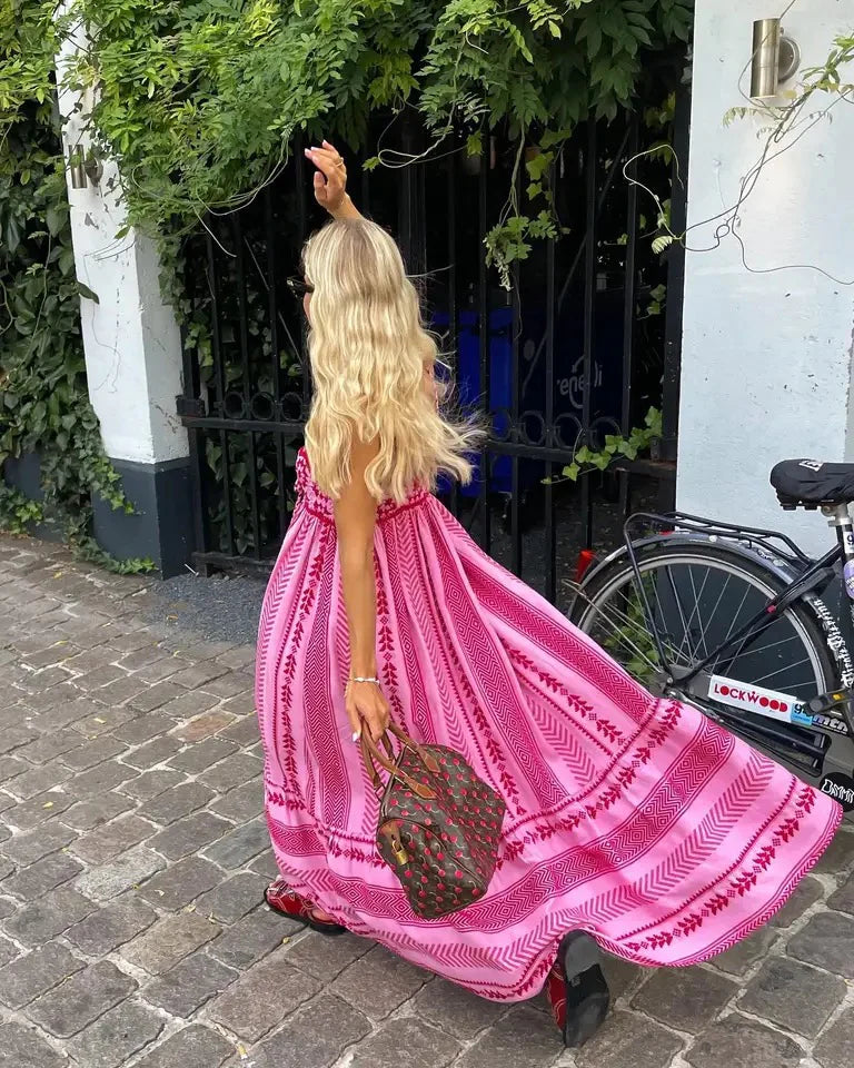 Isabella - Robe Maxi Florale Bohème Rose