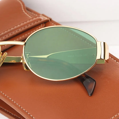 Mia - Lunettes de Soleil Rétro Rondes avec Détails Dorés