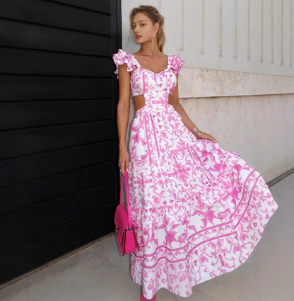 Amelia - Robe maxi à fleurs avec manches volants