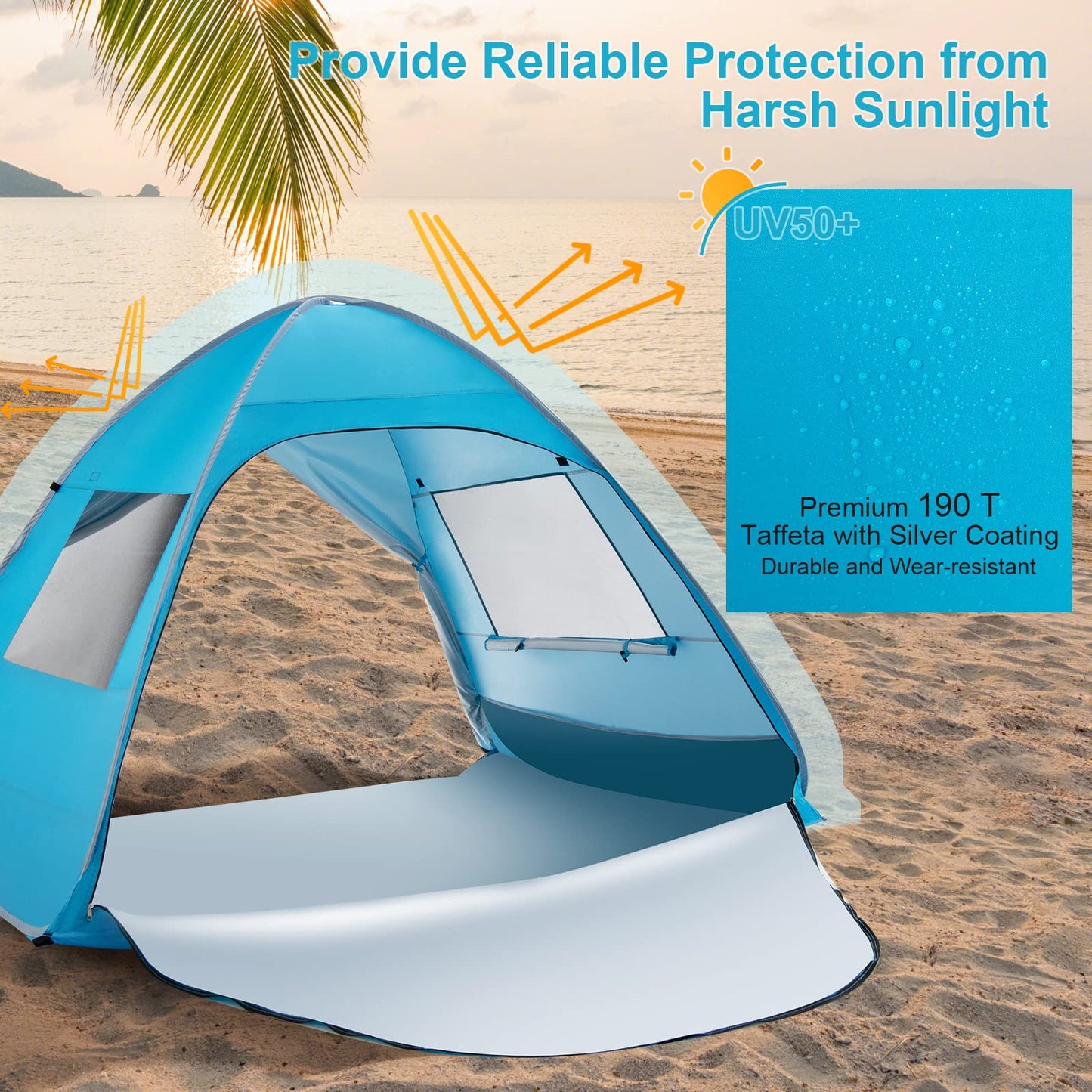 Mason - Tente Pop-Up Prête en 1 Minute Protection Solaire pour la Plage les Vacances et les Festivals