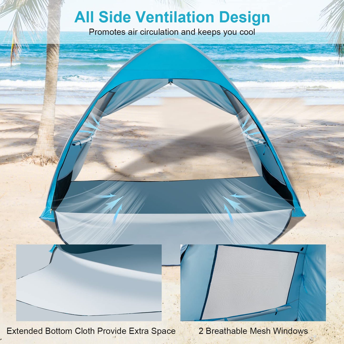 Mason - Tente Pop-Up Prête en 1 Minute Protection Solaire pour la Plage les Vacances et les Festivals