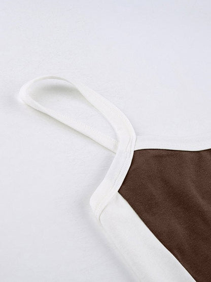 Élixane - Crop Top Vintage Sans Manches pour Femme Avec Liserés Blancs