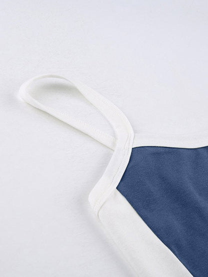 Élixane - Crop Top Vintage Sans Manches pour Femme Avec Liserés Blancs