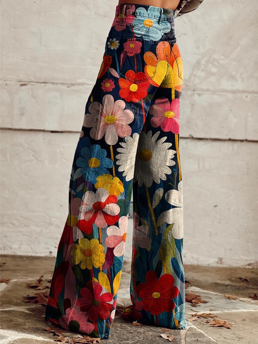 Jenna - Pantalons à jambes larges fleuris pour femmes