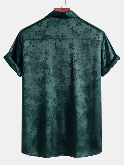 Jean - Chemise en Satin à Imprimé Estival Luxe & Élégante Finition Brillante