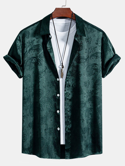 Jean - Chemise en Satin à Imprimé Estival Luxe & Élégante Finition Brillante