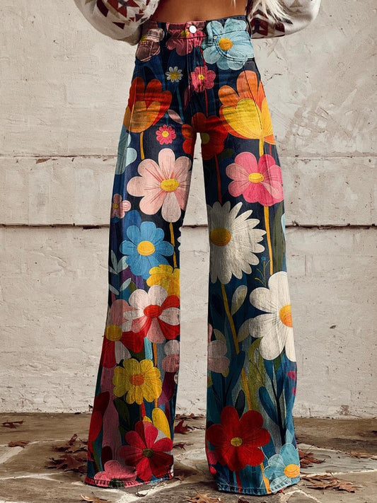 Jenna - Pantalons à jambes larges fleuris pour femmes