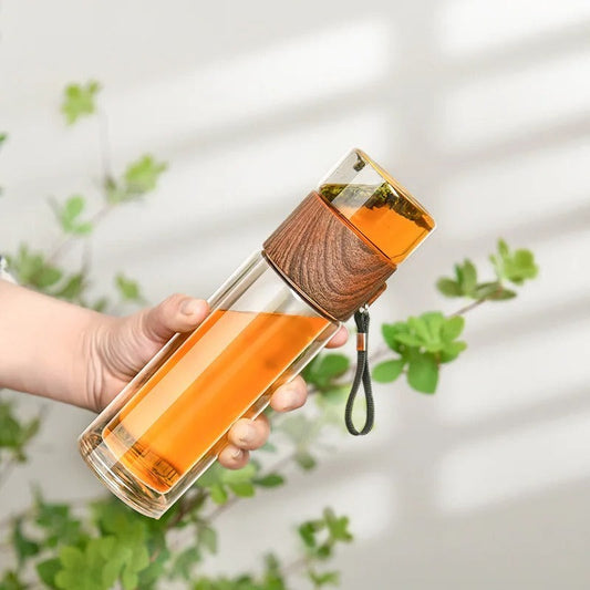 Lateo - Thermos transparent portable avec filtre à thé pour une boisson naturelle et saine en déplacement