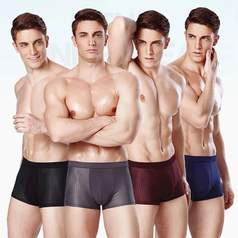 Boxers en bambou - Lot de 4 pour hommes avec maille respirante pour un confort optimal dans toutes les activités