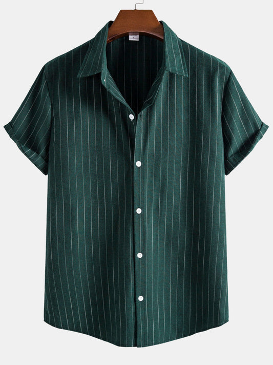 Sohan  –  Chemise Homme à Manches Courtes Rayée Coupe Casual Classique d’Été