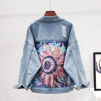 Eva - Veste en Jean Oversized avec Imprimé