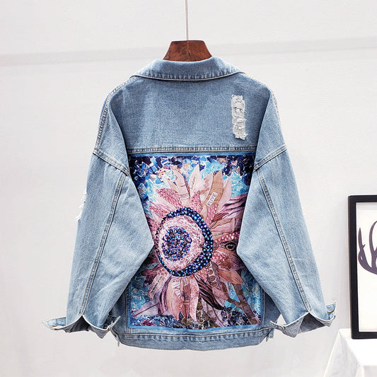 Eva - Veste en Jean Oversized avec Imprimé