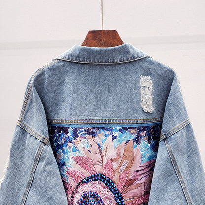 Eva - Veste en Jean Oversized avec Imprimé