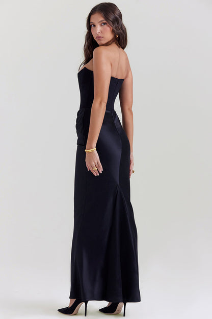 Olivia - Robe Maxi Bodycon Sans Bretelles avec Plis