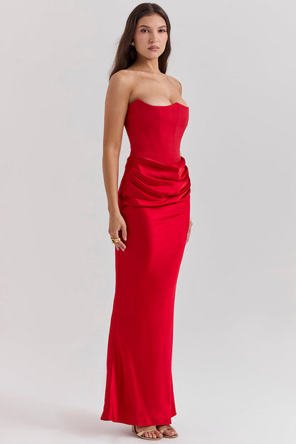 Olivia - Robe Maxi Bodycon Sans Bretelles avec Plis