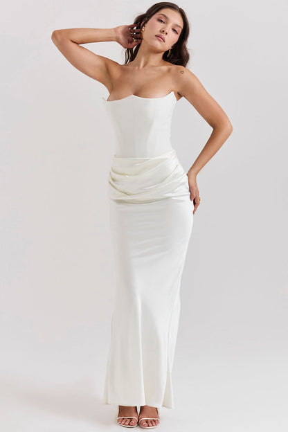 Olivia - Robe Maxi Bodycon Sans Bretelles avec Plis