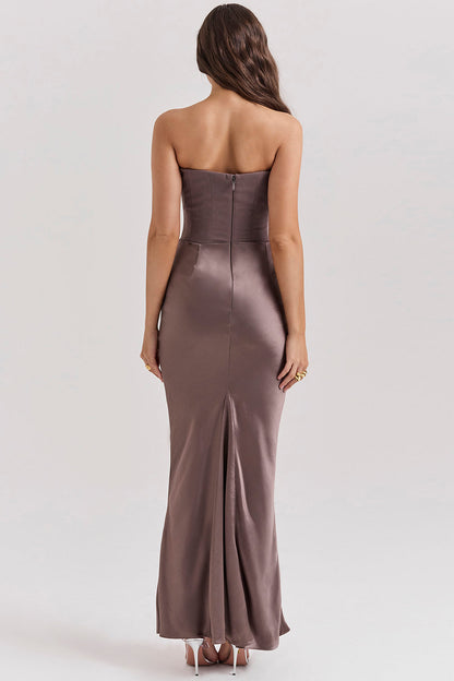 Olivia - Robe Maxi Bodycon Sans Bretelles avec Plis