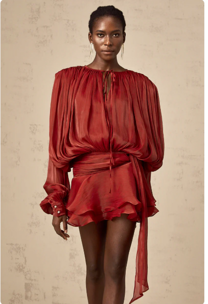 Ava - Blouse Plissée avec Détail de Col Noué