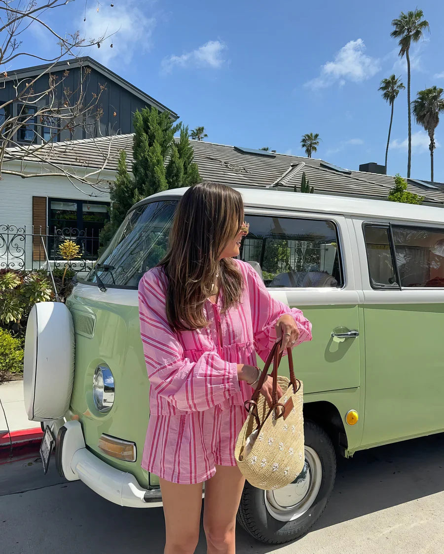 Mendy - Ensemble top à peplum rayé et short