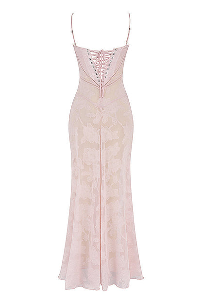 Isla - Robe Maxi en Dentelle Fleurie