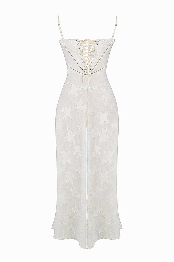 Isla - Robe Maxi en Dentelle Fleurie