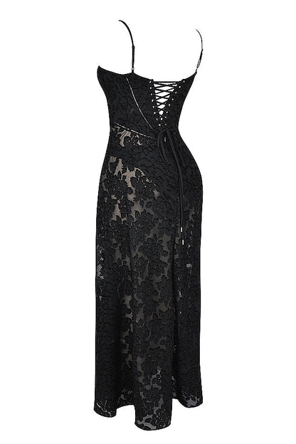 Isla - Robe Maxi en Dentelle Fleurie