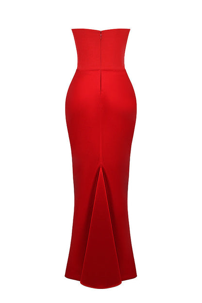 Olivia - Robe Maxi Bodycon Sans Bretelles avec Plis