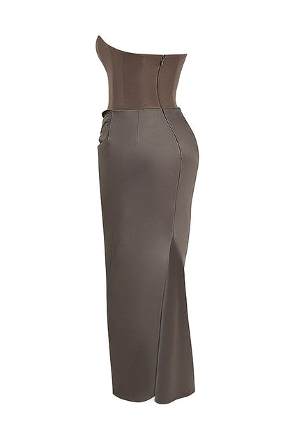 Olivia - Robe Maxi Bodycon Sans Bretelles avec Plis