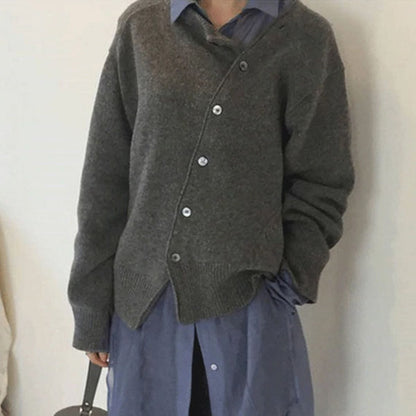 Brendane - Manteau en Laine Asymétrique à Boutons pour Femmes