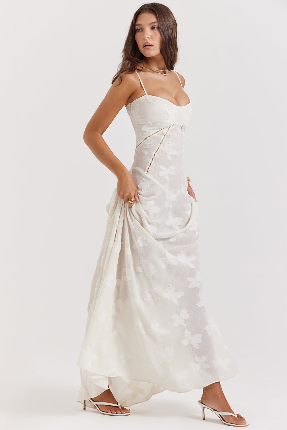 Isla - Robe Maxi en Dentelle Fleurie