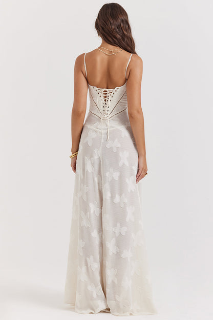 Isla - Robe Maxi en Dentelle Fleurie