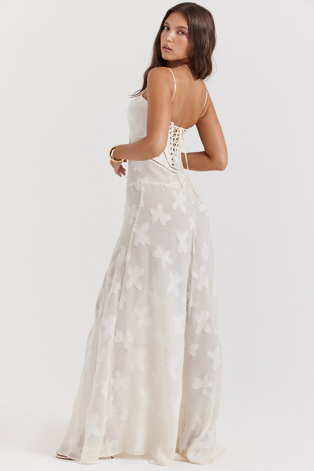 Isla - Robe Maxi en Dentelle Fleurie