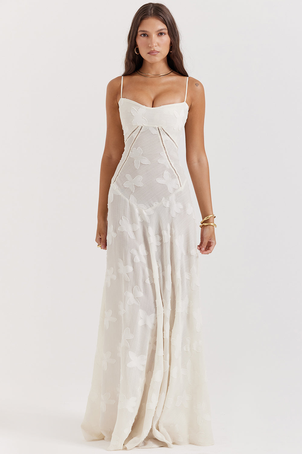 Isla - Robe Maxi en Dentelle Fleurie