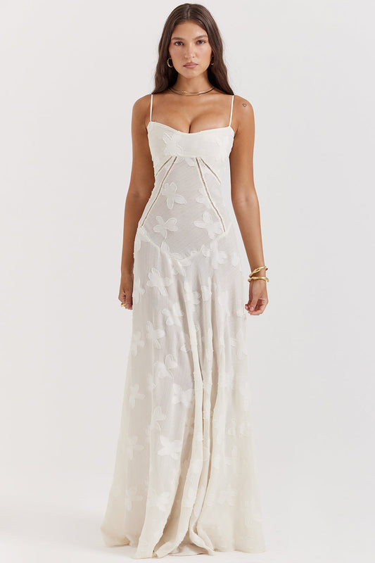 Isla - Robe Maxi en Dentelle Fleurie