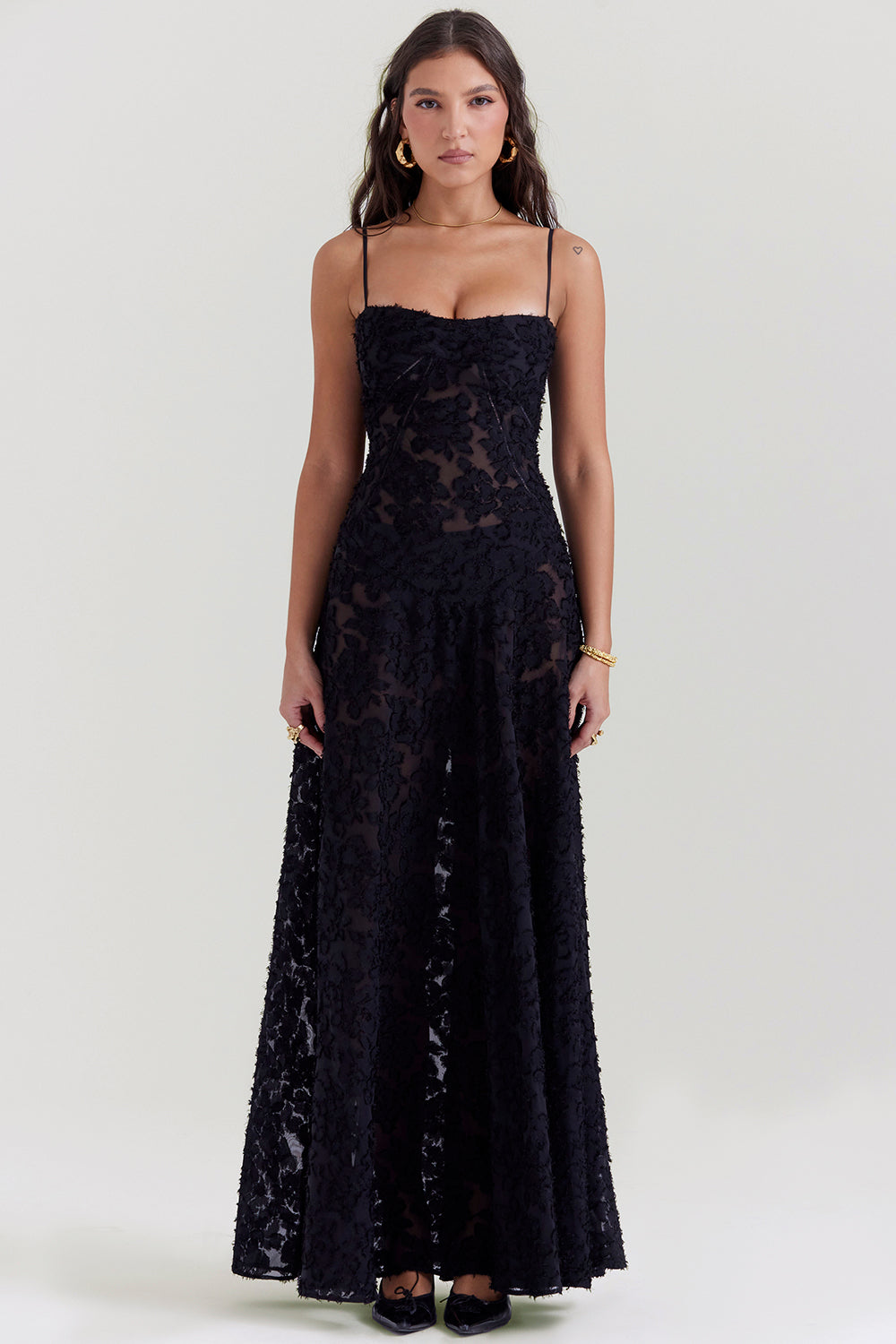 Isla - Robe Maxi en Dentelle Fleurie