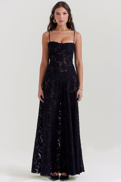 Isla - Robe Maxi en Dentelle Fleurie