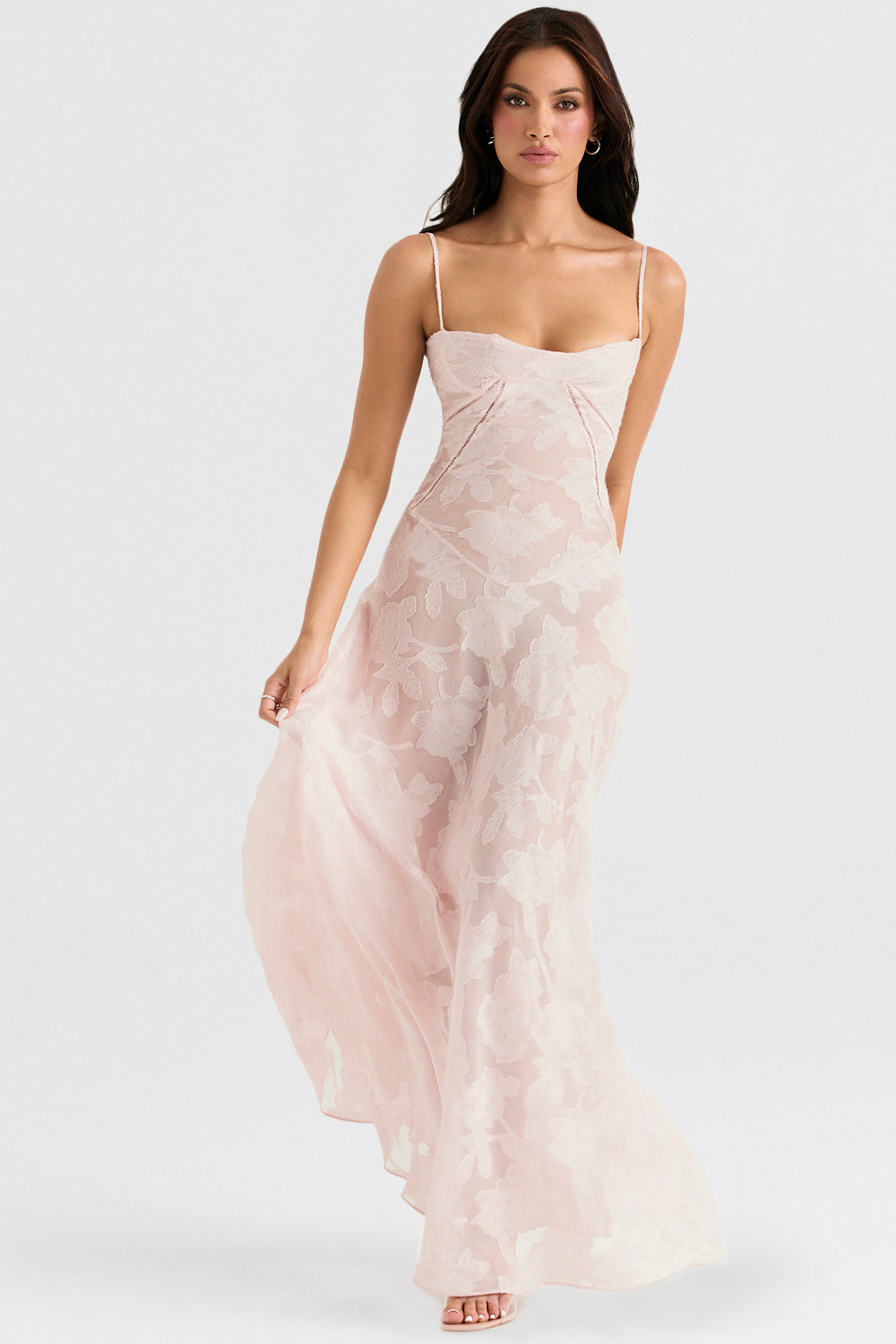Isla - Robe Maxi en Dentelle Fleurie