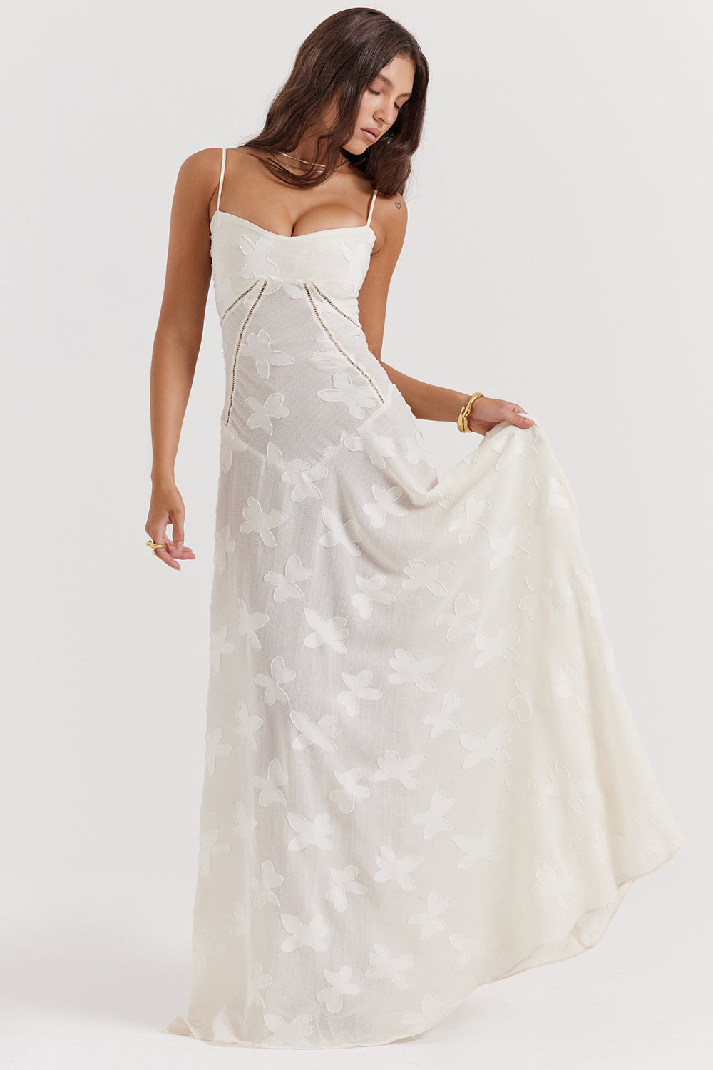 Isla - Robe Maxi en Dentelle Fleurie
