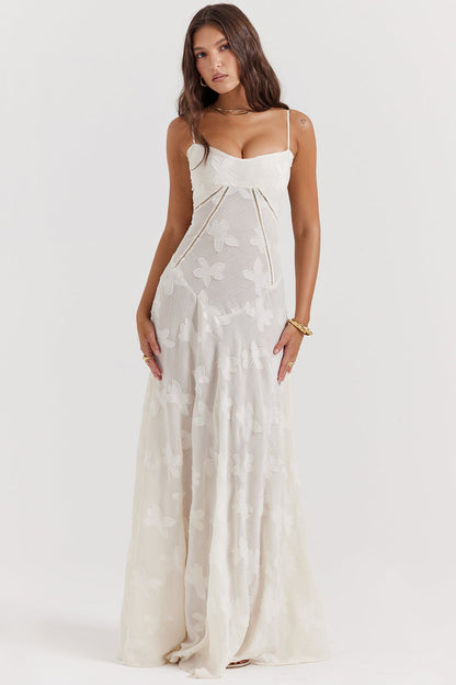 Isla - Robe Maxi en Dentelle Fleurie