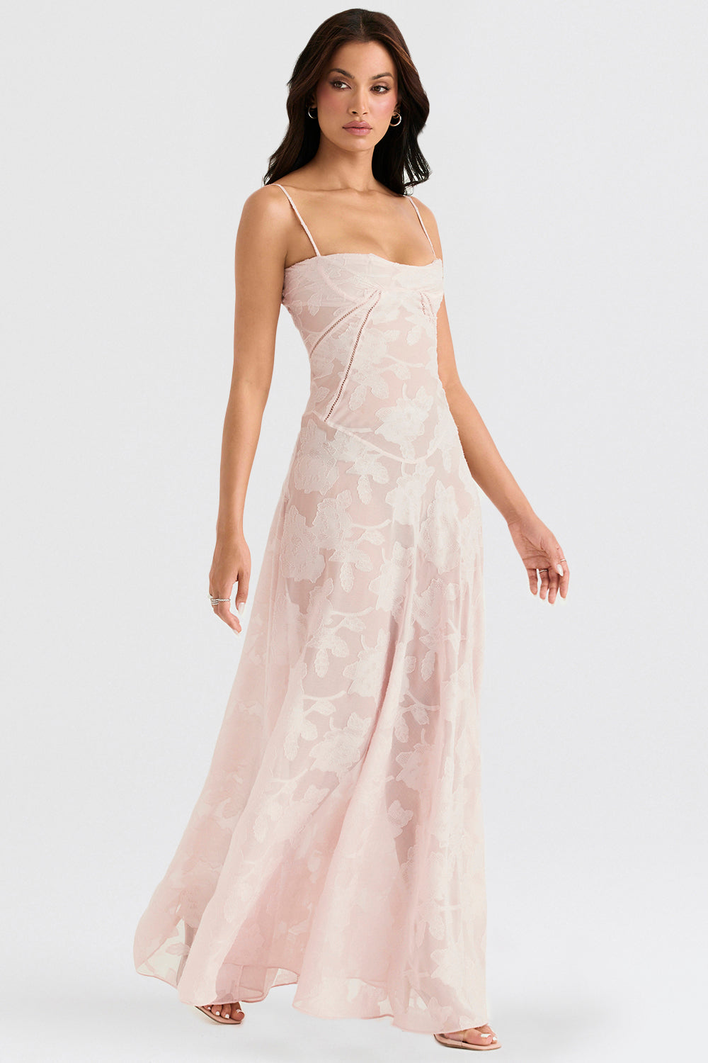 Isla - Robe Maxi en Dentelle Fleurie