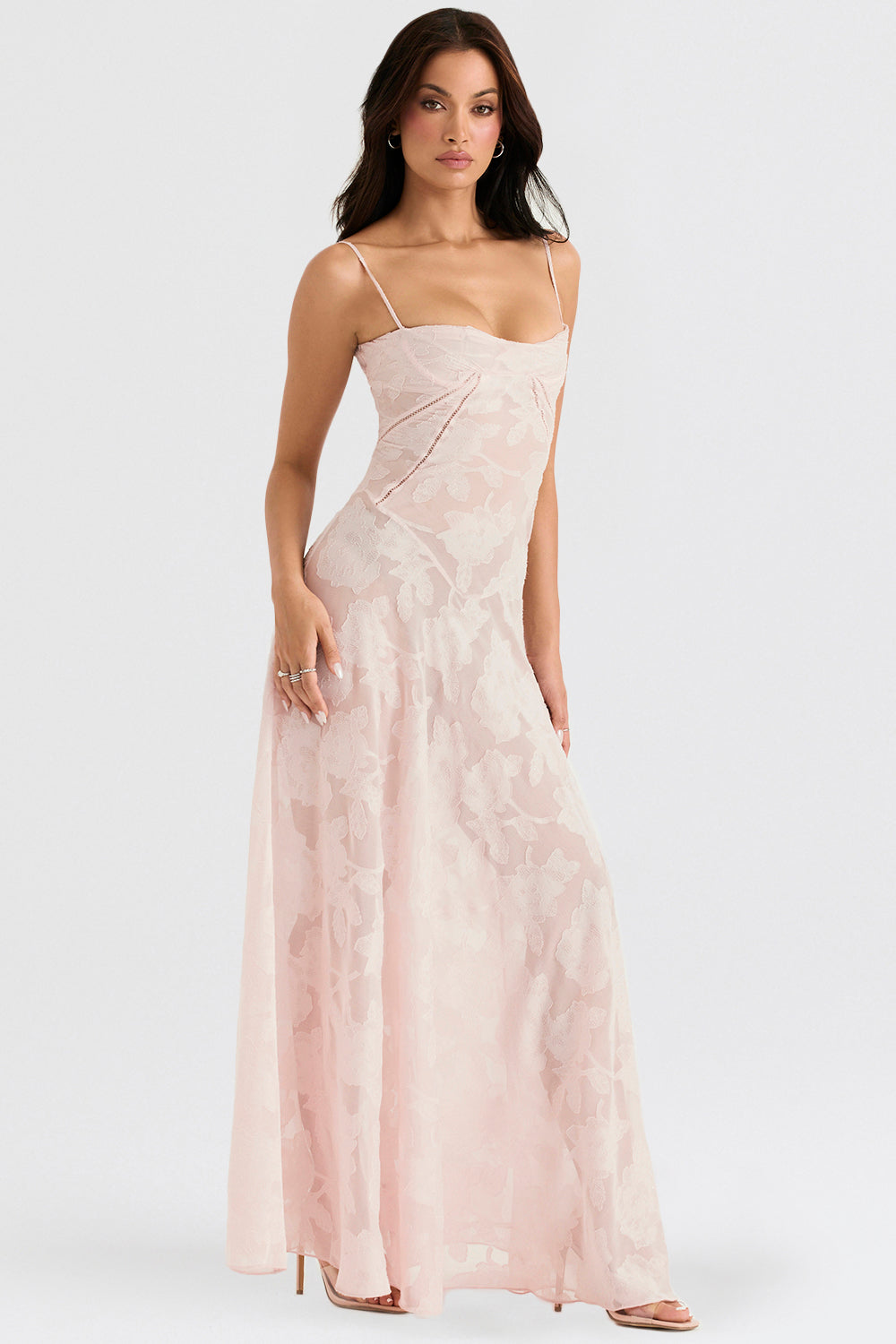 Isla - Robe Maxi en Dentelle Fleurie