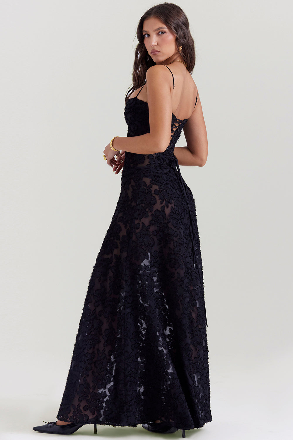 Isla - Robe Maxi en Dentelle Fleurie