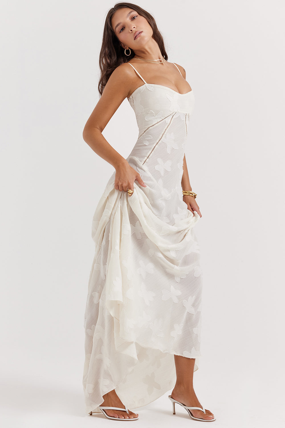 Isla - Robe Maxi en Dentelle Fleurie