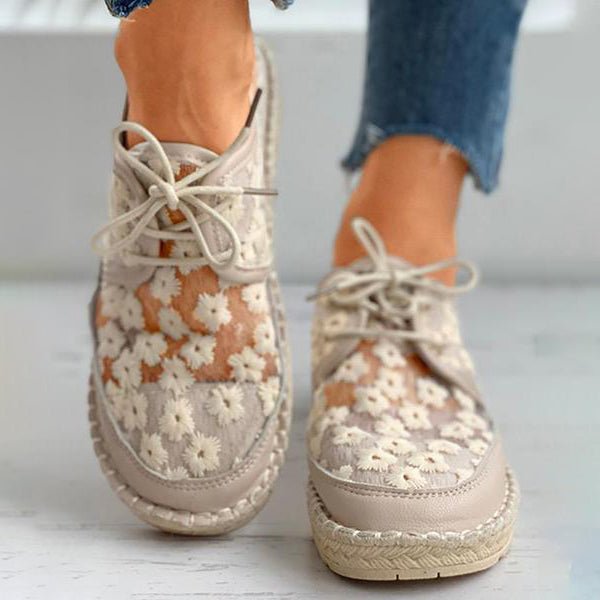 Emma - Sneakers Orthopédiques Élégants Légers et Aérés avec Lacets et Motif Floral Transparent