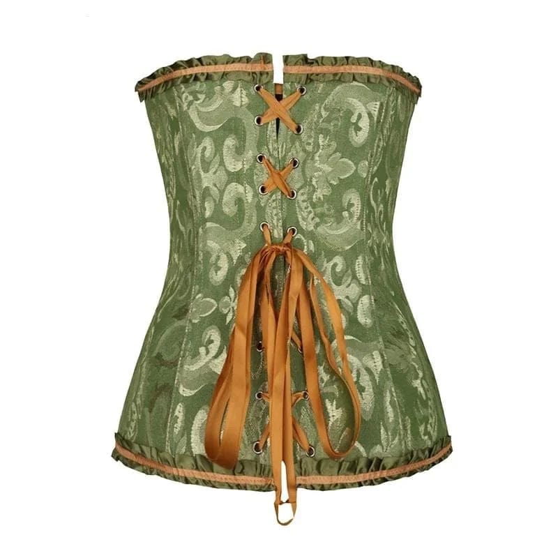 Maëva - Corset féminin burlesque en dentelle détaillé avec volants et petit nœud